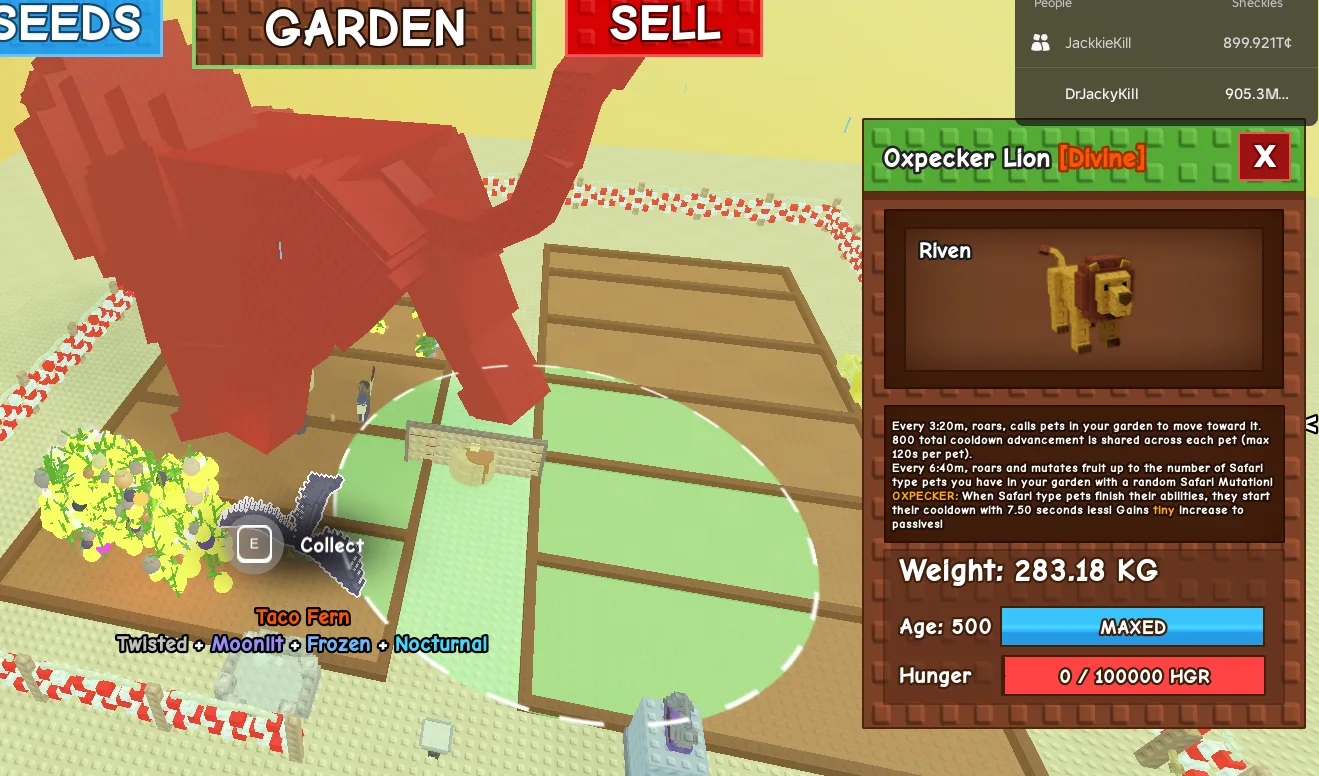 280KG+ Oxpecker Lion Divine // super handsome // Age 500 MAXED // Safari Mutation Machine // Heavy Flex Pet//not yeti//i run out of tag others limit
