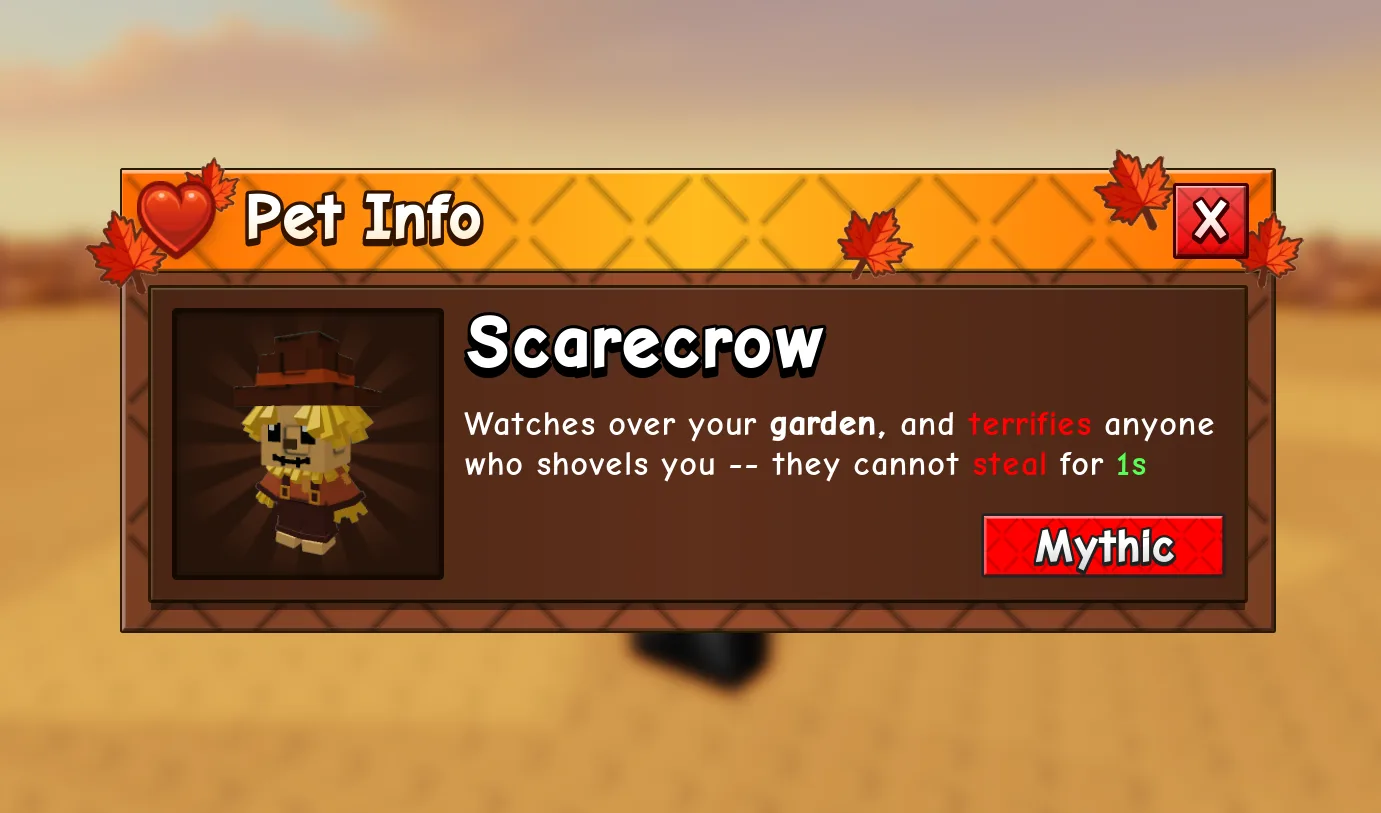 SCARECROW - NEW FALL HARVEST WORLD PET (Mythic)