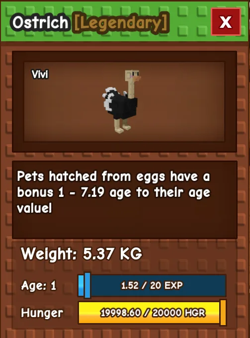 HUGE OSTRICH AGE 1 5.37KG GAG PET INSTANT DELIVERY — Account account