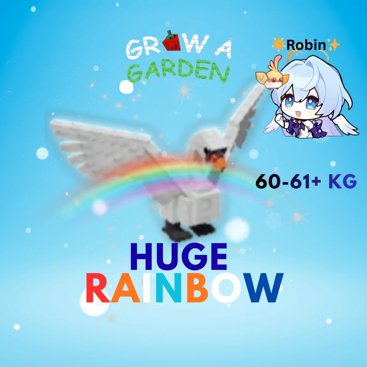 HUGE Rainbow Swan - 60-61+KG - Grow a Garden — Account account