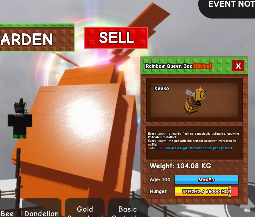 Rainbow Colossal Godly Titan Queen Bee 104kg+ Age 100 Maxed Biggest Rainbow