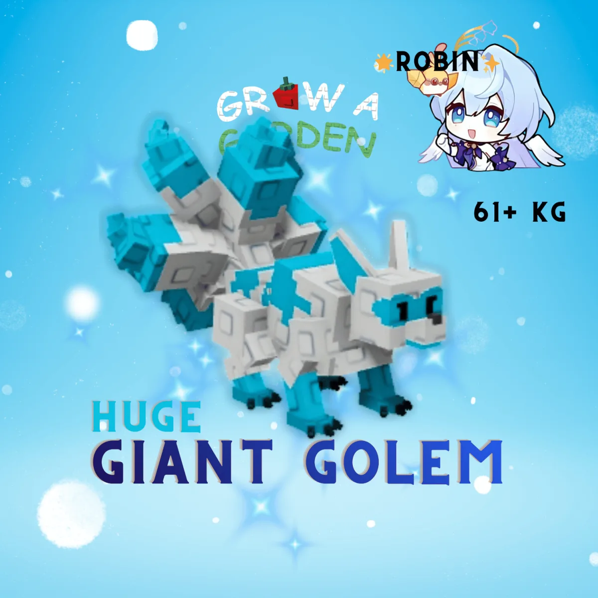 Giant Golem Huge Kitsune - 61+KG - New Pet Rare Mutation - GiantGolem - Grow a Garden - Red Kitsune — Account account