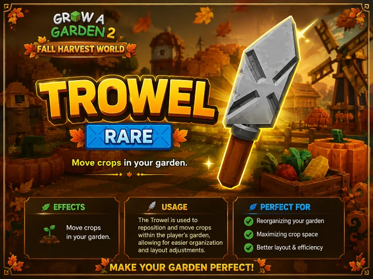 Trowel Fall Harvest World Grow a Garden 2 Fast Delivery (Rare)
