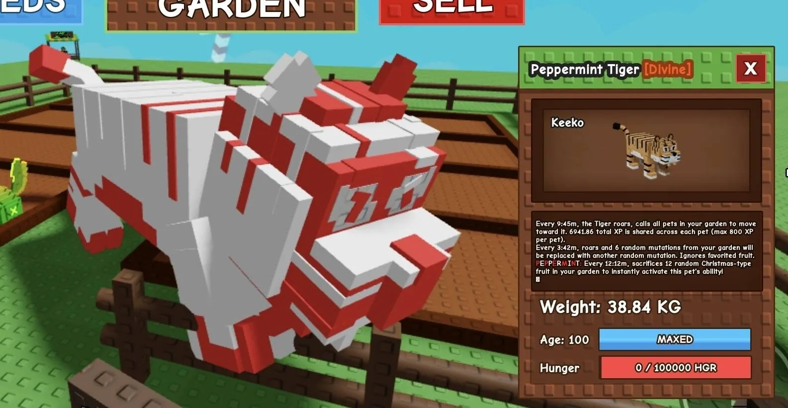 Huge PEPPERMINT Tiger - 38.84 KG (Age 100)