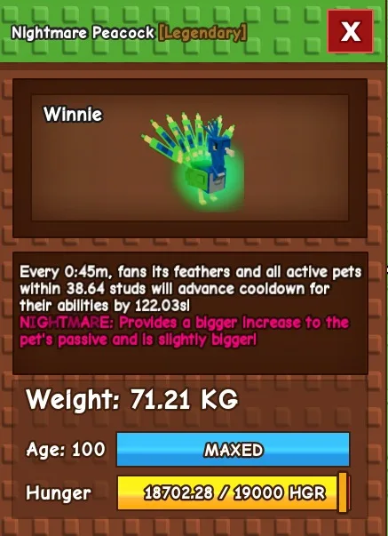 TITANIC NIGHTMARE PEACOCK 70-75KG GROW A GARDEN CHEAP — Account account