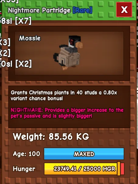 Titanic Nightmare Partridge 85kg Max Level — Account account