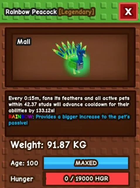 Godly Titan Huge Rainbow Peacock 90kg+ Power Rare Collectible Instant Delivery — Account account