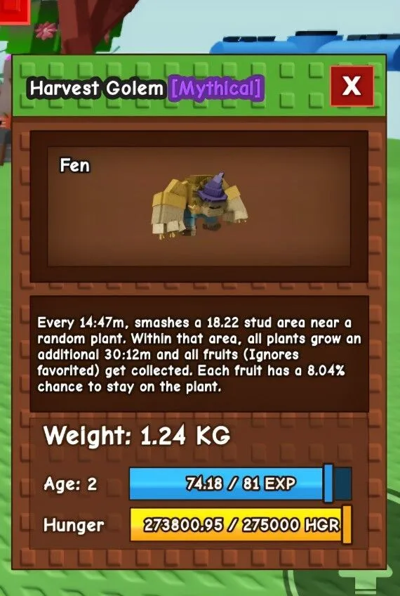 Harvest Golem (Novo Pet) Delibery