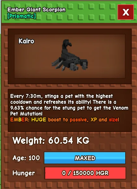 Ember Scorpion 60.54 kg — Account account