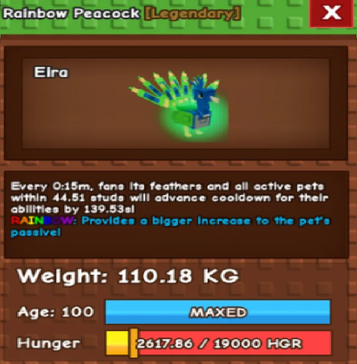 Rainbow Huge Peacock 110kg+ 15s — Account account