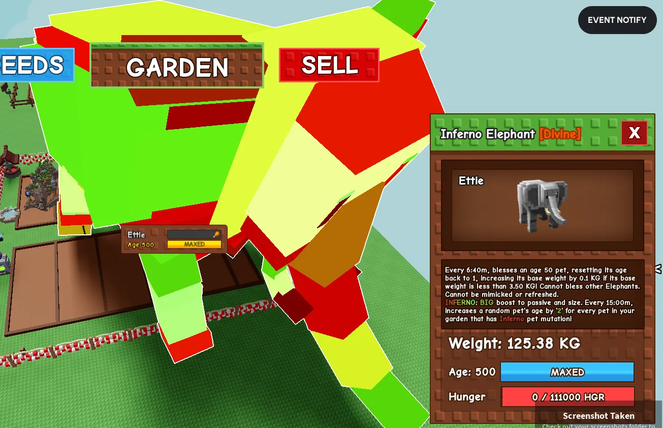125KG Inferno Elephant Divine // super handsome // Age 500 MAXED // Weight + Pet Age Boost