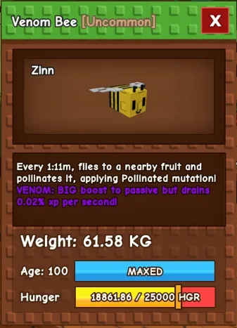 60-61 KG VENOM BEE HUGE TITAN — Account account