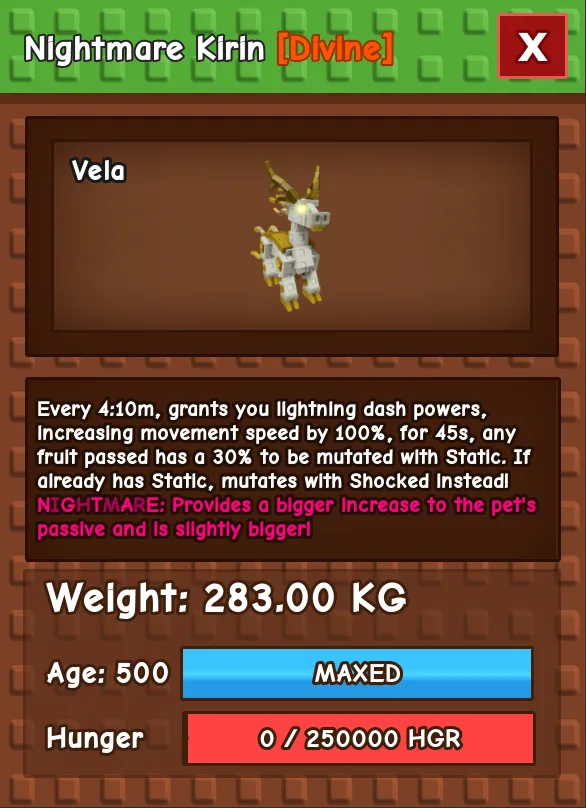 HUGE KIRIN NM / VENOM / EVER 280KG+ AGE 500