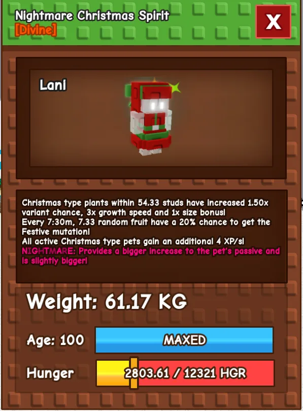 Titan/Huge Christmas Spirit Pet 60kg+