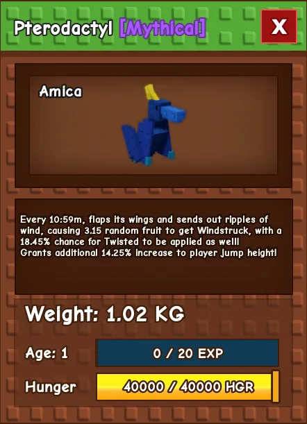 Pterodactyl MYTHICAL Age 1 1.02KG