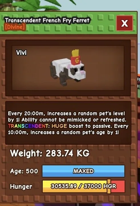 French fry ferret transcendant 283 kg