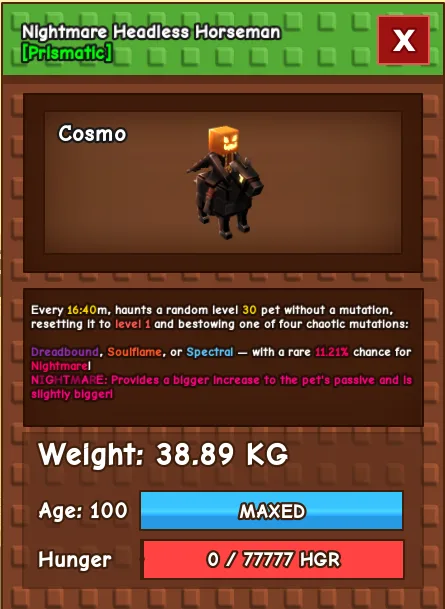 Semi Huge Nightmare Headless Horseman 38.89KG INSTANT DELIVERY — Account account