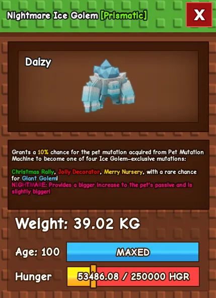 CHEAP 39kg Nightmare Ice Golem! Fast Delivery