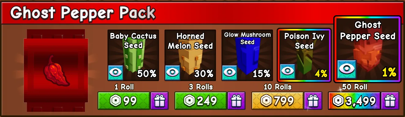 Grow a Garden 2 - Ghost pepper Pack x10 Rolls 799R CHEAPEST — Account account