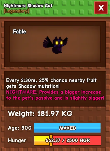 CHEAP 181kg Nightmare Shadow Cat! 25 chance for fruits to get the Shadow Mutation!
