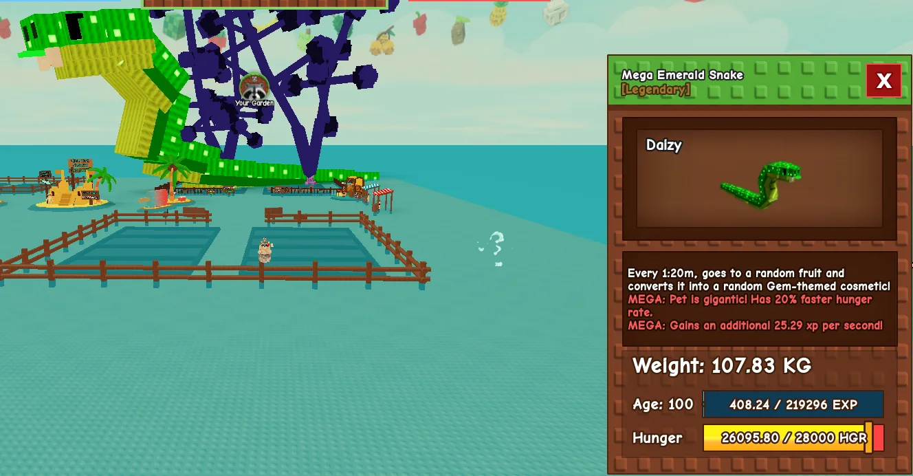 colossal 107.84kg age 100, Mega Emerald Snake