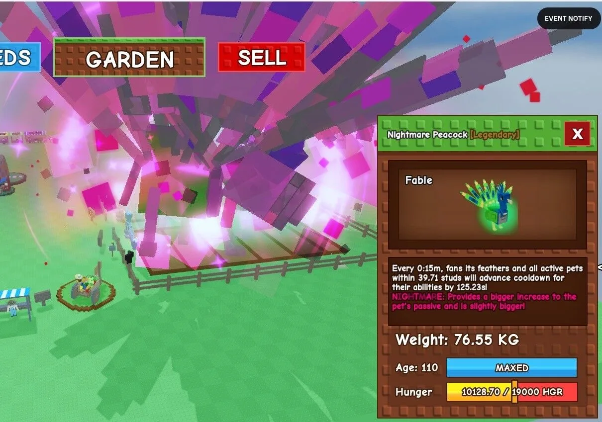 Titan Peacock 80-100KG+ (15 SECOND NO TOY) CHEAPEST INSTANT DELIVERY 100 LEGIT,BONUS MAX AGE,BONUS RANDOM MUTATION — Account account