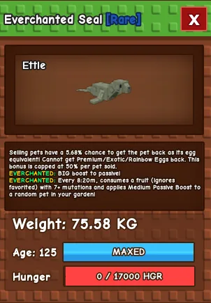 SEMI TITAN HUGE SEAL 75kg+ Age Break lvl125Max 5.88 Passive With Toys