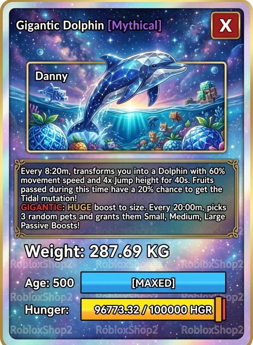 287.69KG SUPER GIGANTIC DOLPHIN I MAX5 0 0 AGE l READY TO USE - 8:20 MIN MAX CD - NO TOY PET COLLECTOR LIMITED STOCK