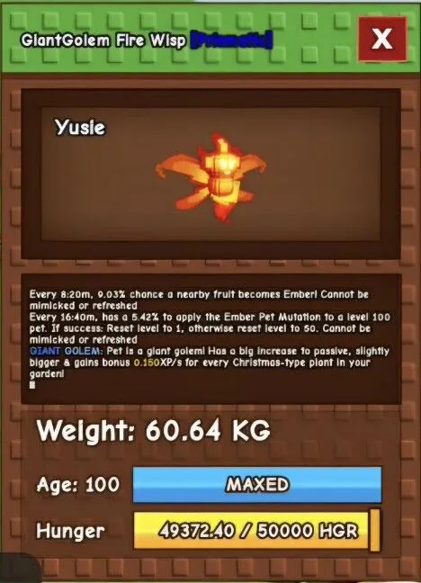 Giant Golem Fire Wisp — Account account