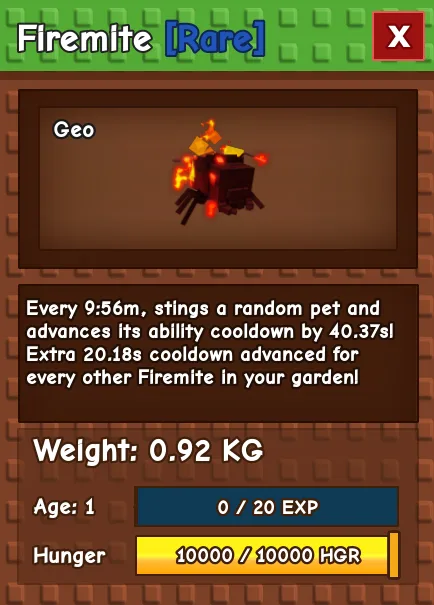 Firemite RARE Age 1 0.92KG