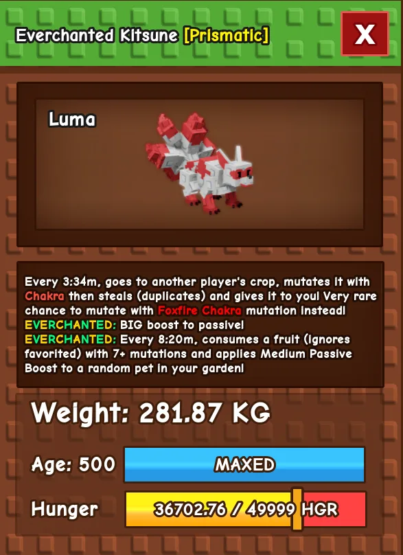 HUGE KITSUNE NM / VENOM / EVER 280KG+ AGE 500