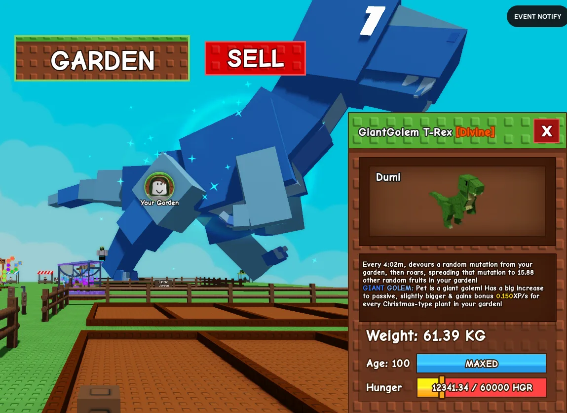 60kg+ GiantGolem T-Rex — Account account