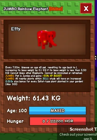 FLASH SALE! +60KG RAINBOW HATCHED ELEPHANT / Hatched Elephant - GIANT HUGE BIG SIZE TITANIC - Grow A Garden - GAG