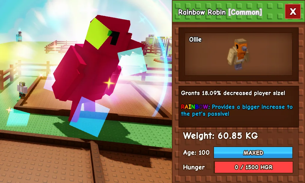 60kg+ Rainbow / Mega Robin DECREASE PLAYER SIZE to SUPER TINY