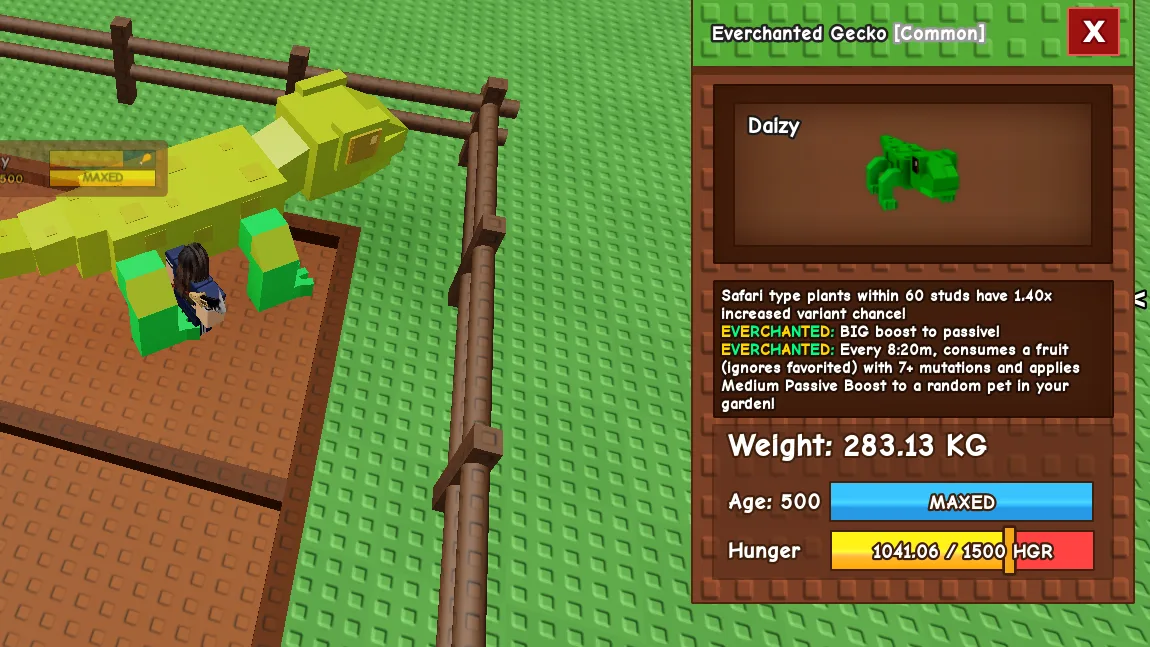 280KG+ Everchanted Gecko Common // super handsome // Age 500 Maxed // Safari Variant + Passive Boost//not moose// i run out of tag others limitation