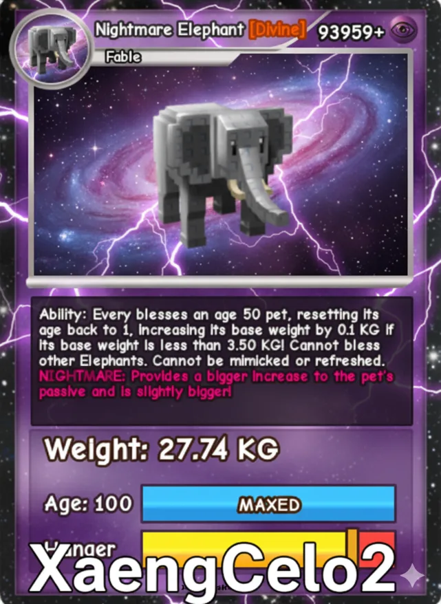 NEW PET ELEPHANT NIGHTMARE 27.74 I MAX 100 AGE l READY TO USE - 12.01 MIN MAX CD - NO TOY SUPER META PET LIMITED STOCK — Account account