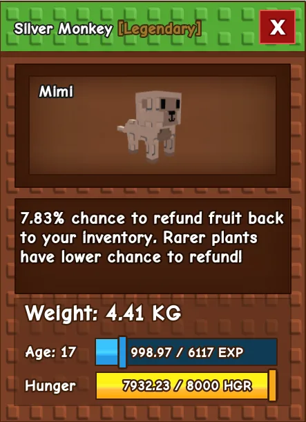 Silver Monkey LEGENDARY Age 17 4.41KG