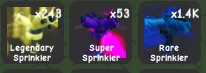 243x Legendary sprinkler + 53x super sprinkler + 1.4 k rare sprinkler Instant Delivery Safe Trade Grow a Garden 2 H2