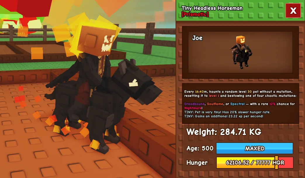284.71kg Tiny Headless Horseman Cute Farming