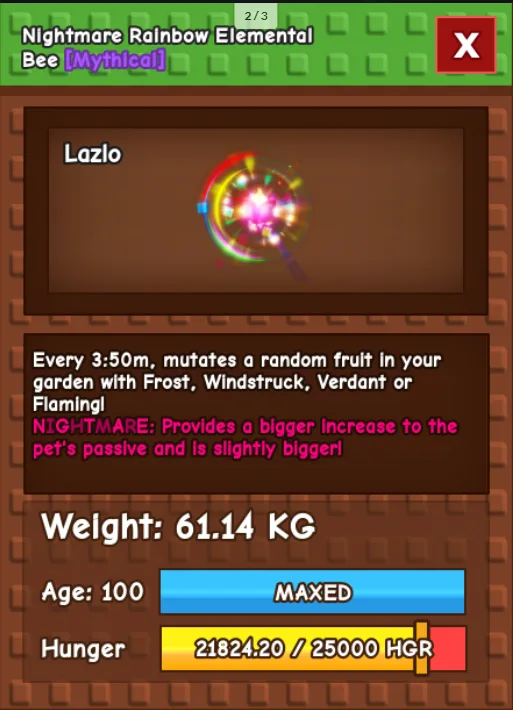 HUGE RAINBOW ELEMENTAL BEE NM / VENOM / EVER 60KG-61KG — Account account