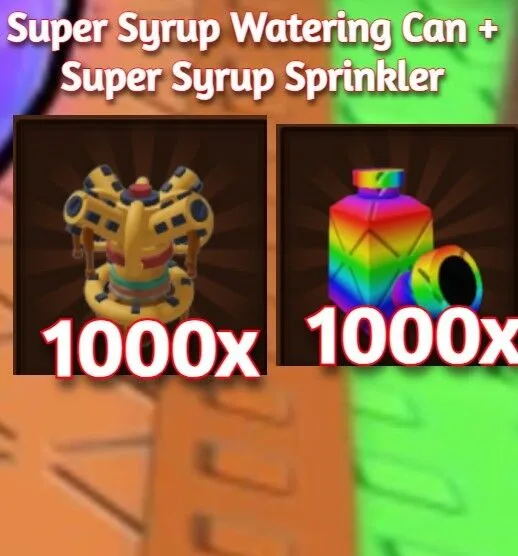 1000x Super Syrup Watering Can + 1000x Super Syrup Sprinkler GROW A GARDEN 2