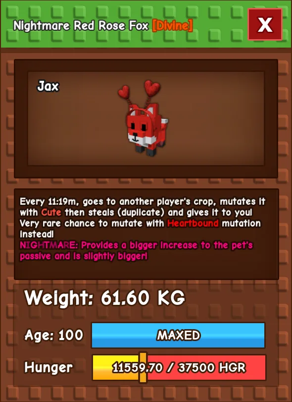 HUGE RED ROSE FOX NM / VENOM / EVER 60KG-61KG — Account account