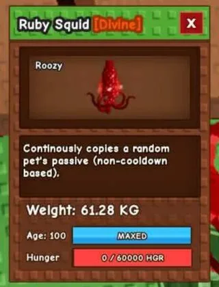 READY HUGE RUBY SQUID 60/61 KG Grow A Garden