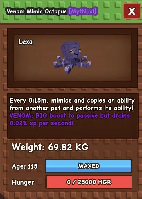 15 SECONDS COOLDOWN VENOM HUGE MIMIC OCTOPUS 69-75KG — Account account