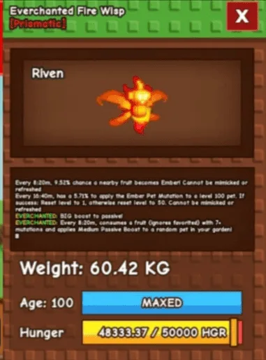 FIRE WISP (60KG+ AGE 100) + BRINDE