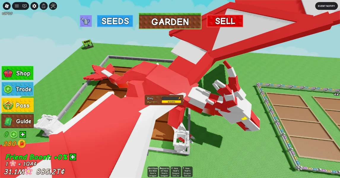 HUGE NEW YEARS DRAGON ! 60 to 61KG+ AGE 100 SUPER BIG!! (Reference Pic) Grow a Garden Fast Delivery! (FOR COLLECTORS)