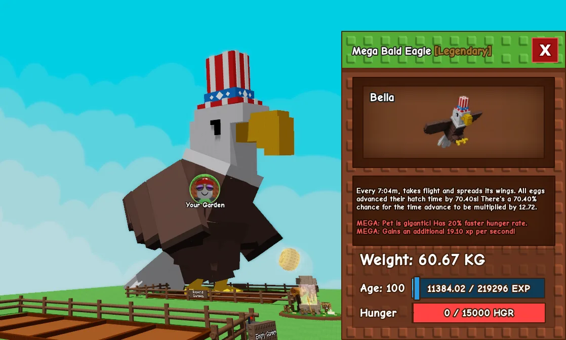 60.67kg Age 100 Mega Bald Eagle