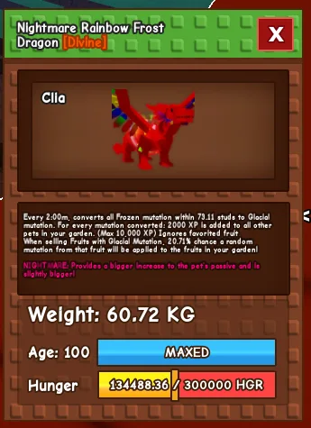 60kg Nightmare Rainbow Frost Dragon