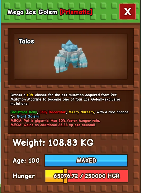 COLLOSSAL 108KG ICE GOLEM age 100 (1 of 1 On Eldorado)