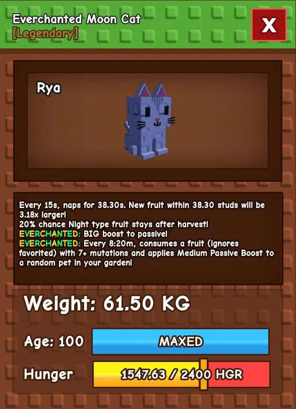 HUGE Everchanted Moon Cat 61.50KG Age 100 l Cheapest l Grow A Garden l Check Description — Account account
